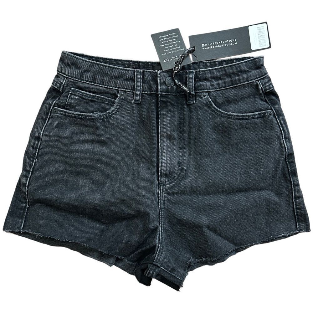 White Fox Vintage Black Hold On Tight Denim Shorts NWT Size Small